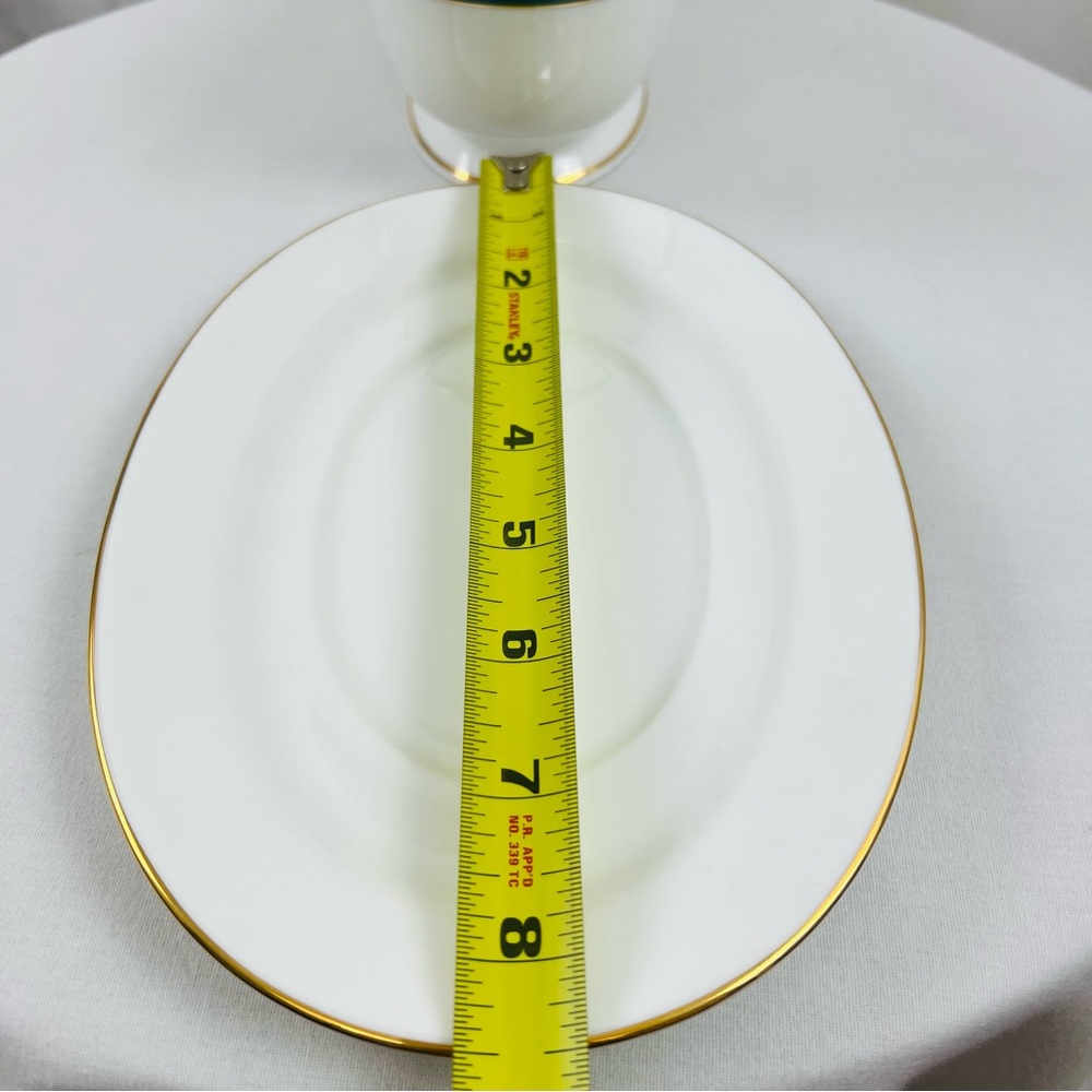 NWT!! Lenox Vintage Margaret Print Gravy Boat and Underplate Green White - Picture 9 of 10